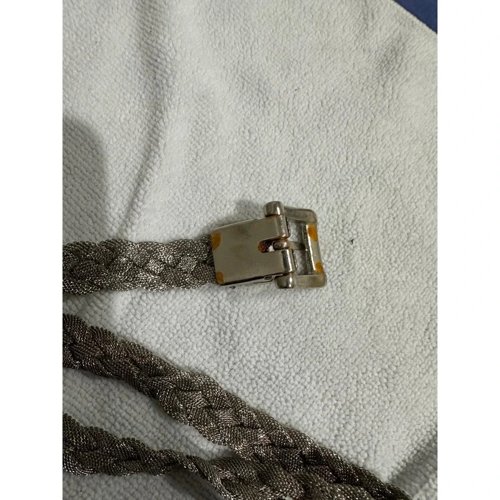 Womens Vintage Braided Chain Belt Metallic‎ Silver Adjustable Dressy Fashion
